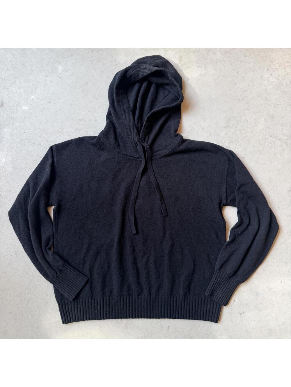 GAP Super Soft Black Hooded Knit Sweater with Drawstring